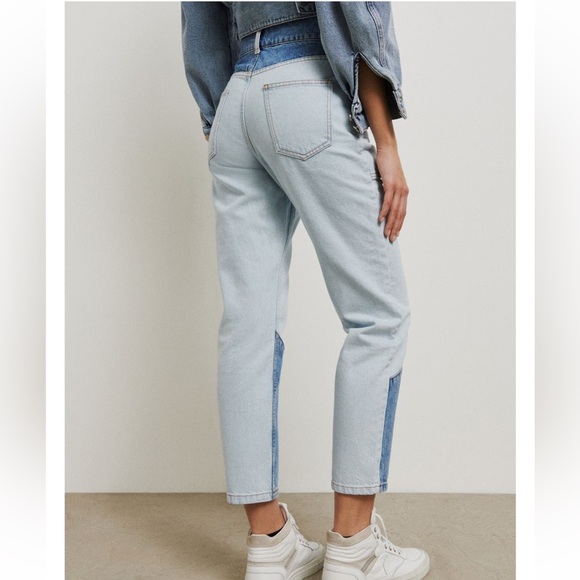 ba&sh Apolo Color Block Ankle Jeans in Blue Jeans size 1/ small - Picture 4 of 16